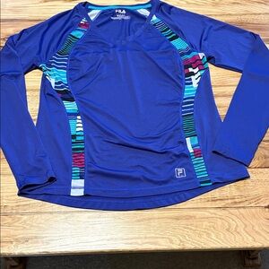 Fila Vibrant Purple Long Sleeve Top with multicolored details.